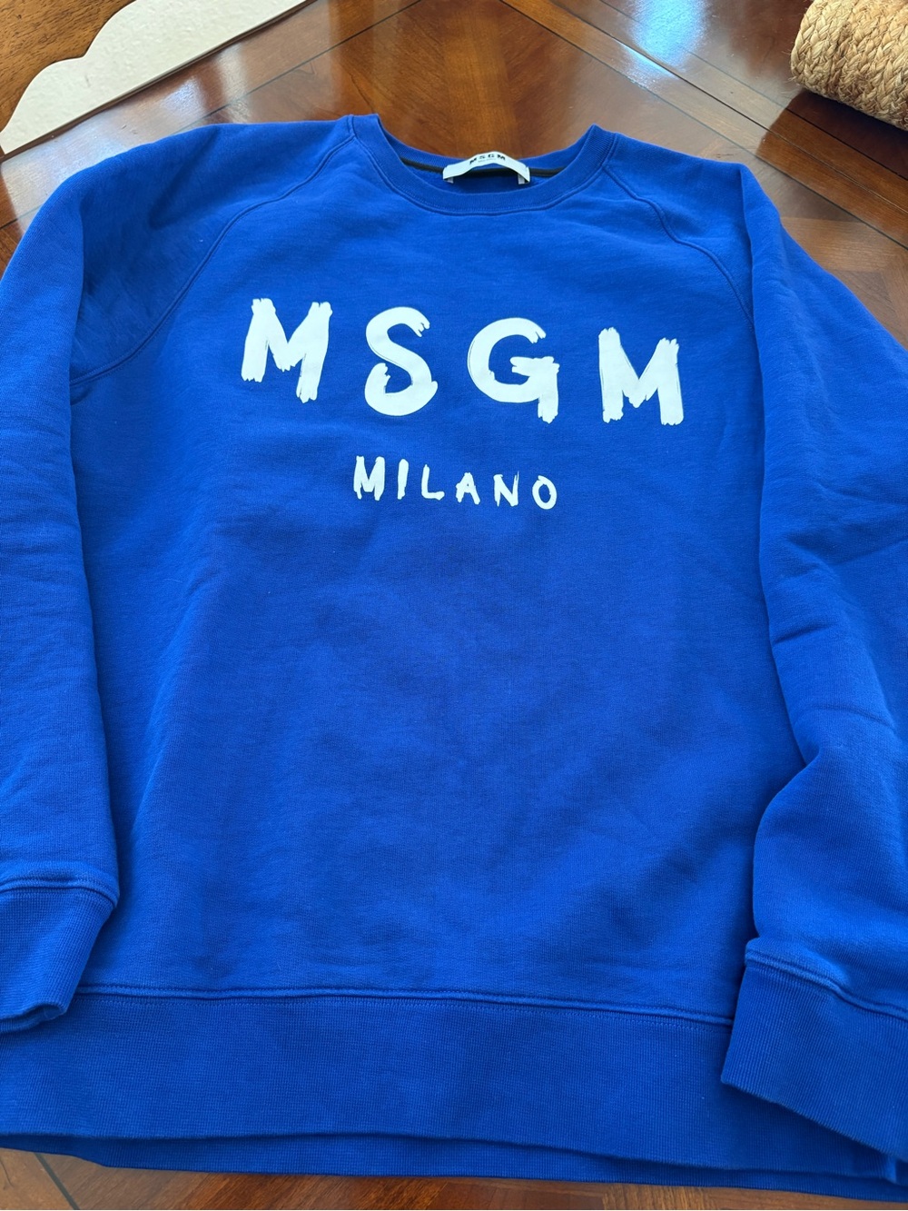 MSGM Men's Bright Blue Crewneck Sweatshirt